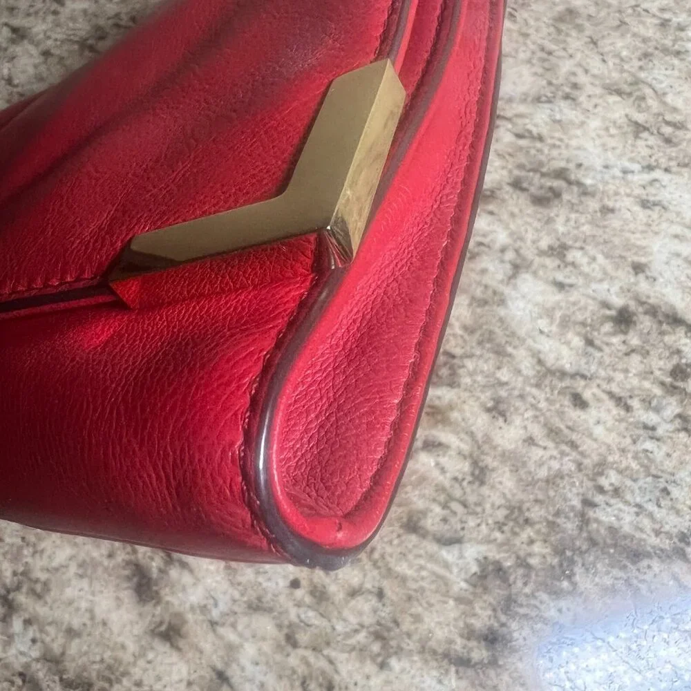 Michael Kors Red Beverly Clutch Shoulder Bag
